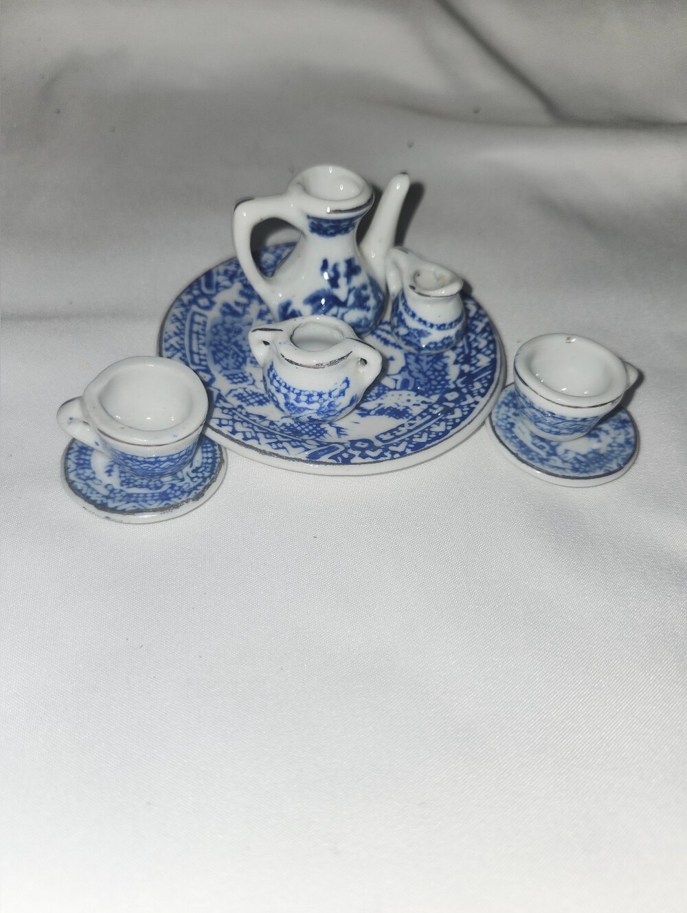 Miniature Blue and White Porcelain Tea Set